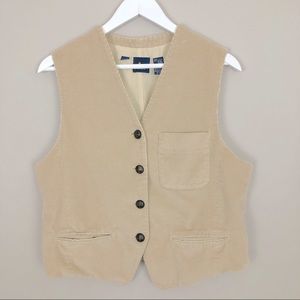 Vintage Cream Corduroy Button Down Liz Sport Vest